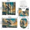 4 Pcs Funny Dog Bathroom Shower Curtain Set with Rugs,Toilet Lid Cover, Bath Mat Dog Riding Whale Blue Fun Nautical Cute Fish Bathroom Shower Curtain with 12 Hooks Accessories Decorative view 4