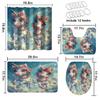 4 Pcs Cute Unicorns Shower Curtain Set with Rug, Toilet Lid Cover and Bath Mat Rainbow Butterfly Cute Animal Bathroom Shower Curtain with 12 Hooks Accessories Decorative view 4