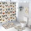 4 Pcs Dream Butterfly Bathroom Shower Curtain Set with Rug, Toilet Lid Cover and Bath Mat Ink Painting Flowers Spring Romantic Shower Curtain with 12 Hooks, Durable Bathroom Decor Set view 1
