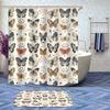 4 Pcs Dream Butterfly Bathroom Shower Curtain Set with Rug, Toilet Lid Cover and Bath Mat Ink Painting Flowers Spring Romantic Shower Curtain with 12 Hooks, Durable Bathroom Decor Set view 2