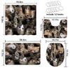 4 Pcs Lovely Cats Bathroom Shower Curtain Set with Rugs,Toilet Lid Cover, Bath Mat Cute Cats Kawaii Animals Kitten Bathroom Shower Curtain with 12 Hooks Accessories Decorative view 4