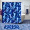4 Pcs Jellyfish Bathroom Shower Curtain Set with Rug, Toilet Lid Cover and Bath Mat Dreamy Blue Magic Underwater Sea Life Bathroom Shower Curtain with 12 Hooks Accessories Decorative view 2