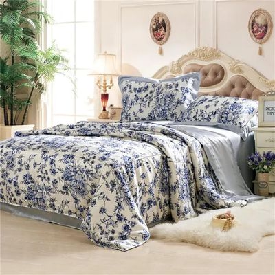 100% Mulberry Silk 3PCS Bedding Set Flower Print Duvet Cover Pillowcase Multi Size to Choose NO4 Size G