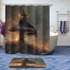 4 Pcs Witch Bathroom Shower Curtain Set with Rugs,Toilet Lid Cover, Bath Mat Fantasy Mysterious Mushrooms Moon Magic Bathroom Decor Sets Accessories with 12 Hooks view 2