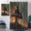 4 Pcs Witch Bathroom Shower Curtain Set with Rugs,Toilet Lid Cover, Bath Mat Fantasy Mysterious Mushrooms Moon Magic Bathroom Decor Sets Accessories with 12 Hooks view 3
