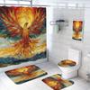 4 Pcs Phoenix Shower Curtain Set with Non-Slip Rugs, Toilet Lid Cover and Bath Mat Flame Bird Fantasy Colorful Myth Art Shower Curtain with 12 Hooks, Durable Bathroom Decor Set view 1