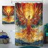 4 Pcs Phoenix Shower Curtain Set with Non-Slip Rugs, Toilet Lid Cover and Bath Mat Flame Bird Fantasy Colorful Myth Art Shower Curtain with 12 Hooks, Durable Bathroom Decor Set view 3