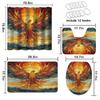 4 Pcs Phoenix Shower Curtain Set with Non-Slip Rugs, Toilet Lid Cover and Bath Mat Flame Bird Fantasy Colorful Myth Art Shower Curtain with 12 Hooks, Durable Bathroom Decor Set view 4