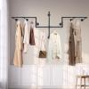BRICZUNA Clothes Hanger Black Wall-mounted Cloth Display Rack Industrial Style Used In Homes/Clothing Stores/Hotels/Laundry Rooms,85.83 * 30.71 * 10.63in view 3