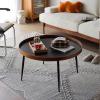 AKNHD-WY Coffee Table, Round Coffee Table Coffee Table Farmhouse Retro Accent Center Table Side End Table 4 Legs (Size:19.5" L x 19.5" W x16 H,Color:Black Top) view 4