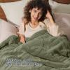 PHF Soft Sherpa Fleece Blanket King Size for Bed, 510GSM Fleece Lightweight Yet Warm Blanket, No Shed No Pilling, 108" x 90", Tufted Jacquard Cozy Thick Bed Throw for Home Decor Christmas, Dark Olive view 2