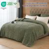 PHF Soft Sherpa Fleece Blanket King Size for Bed, 510GSM Fleece Lightweight Yet Warm Blanket, No Shed No Pilling, 108" x 90", Tufted Jacquard Cozy Thick Bed Throw for Home Decor Christmas, Dark Olive view 4