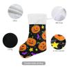 Caikeny Christmas Stockings Halloween Pumpkins Bat Christmas Presonalized Large Stocking Sock Set of 1 Jack Orange Lantern Candy Bag Xmas Party Decor Family Holiday Gift 18 in view 3