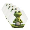 Coasters for Drink Leather Coasters Set of 4 The Funny Frog Doing Yoga Coffee Cup Mat Hexagon Tabletop Protection Mat for Bar Decorate Cup pad for Coffee Table Kitchen Dining Room view 1
