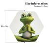 Coasters for Drink Leather Coasters Set of 4 The Funny Frog Doing Yoga Coffee Cup Mat Hexagon Tabletop Protection Mat for Bar Decorate Cup pad for Coffee Table Kitchen Dining Room view 2