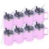 Volhoply 12oz Insulated Leakproof Coffee Mug with Flip & Straw Lid Bulk 8 Pack,Double Wall Vacuum Stainless Steel Travel Tumbler Cup with Handle,Reusable Camping Keep Cold/Hot(Purple,8 Set) view 1