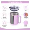 Volhoply 12oz Insulated Leakproof Coffee Mug with Flip & Straw Lid Bulk 8 Pack,Double Wall Vacuum Stainless Steel Travel Tumbler Cup with Handle,Reusable Camping Keep Cold/Hot(Purple,8 Set) view 3