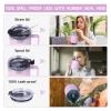Volhoply 12oz Insulated Leakproof Coffee Mug with Flip & Straw Lid Bulk 8 Pack,Double Wall Vacuum Stainless Steel Travel Tumbler Cup with Handle,Reusable Camping Keep Cold/Hot(Purple,8 Set) view 4