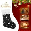 Caikeny Christmas Stockings Halloween Bat Christmas Presonalized Large Stocking Sock Set of 1 Black White Candy Bag Xmas Party Decor Family Holiday Gift 18 in view 4