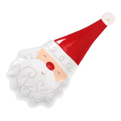 Cabilock Christmas Spoon Rest Santa Ceramic Spoon Holder Red Gnome Spoon Rest for Christmas Party Decorations Kitchen Stove-counter Top, House Warming