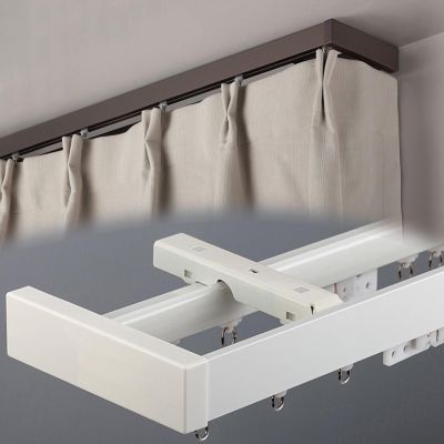 Double Track Curtain Track Set, Ceiling Or Side Mounted Curtain Track, Room Divider Curtain Rod, Aluminium Alloy, Complete With Accessories(Color:White - Ceiling Mount,Size:3.6M)