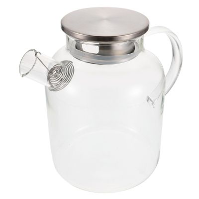 Cabilock Glass Tea Kettle Steel Lid Capacity Cold Water Pitcher for Home Use for Tea Brewing and Beverage Storage