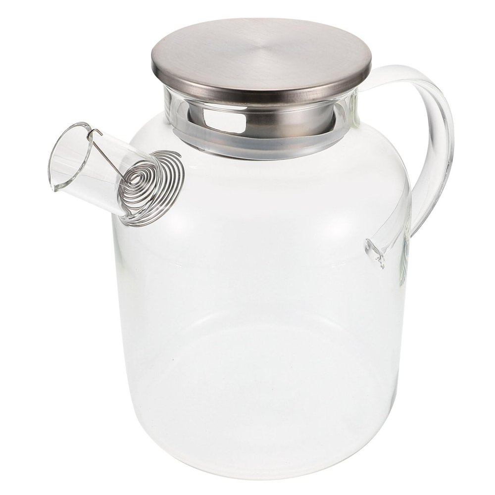 Cabilock Glass Tea Kettle Steel Lid Capacity Cold Water Pitcher for Home Use for Tea Brewing and Beverage Storage