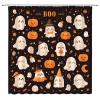 ABONAN Halloween Shower Curtain Funny Spooky Ghost Cute Grimace Cartoon Ghost Horror Festival Party Boy Girl Fabric Bathroom Decor Set with Hooks(67" Wx70 H) view 1