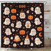 ABONAN Halloween Shower Curtain Funny Spooky Ghost Cute Grimace Cartoon Ghost Horror Festival Party Boy Girl Fabric Bathroom Decor Set with Hooks(67" Wx70 H) view 2