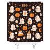 ABONAN Halloween Shower Curtain Funny Spooky Ghost Cute Grimace Cartoon Ghost Horror Festival Party Boy Girl Fabric Bathroom Decor Set with Hooks(67" Wx70 H) view 3