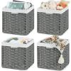 Bidtakay Wicker Storage Baskets for Organizing 4-Pack Hand-Woven Imitation Dark Grey Wicker Cube Storage Bins with Liners for Shelves Closet Cabinet 11x11 Waterproof Cube Organizer for Pantry view 1