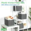 Bidtakay Wicker Storage Baskets for Organizing 4-Pack Hand-Woven Imitation Dark Grey Wicker Cube Storage Bins with Liners for Shelves Closet Cabinet 11x11 Waterproof Cube Organizer for Pantry view 2