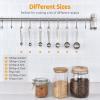 18/8 Stainless Steel Measuring Spoons Set for Dry and Liquid Ingredients (Set of 7), and 4.73in Medium Fine Mesh Strainer with Sturdy Riveted Silicone Handle and Strong Frame (Black) view 2