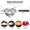 18/8 Stainless Steel Measuring Spoons Set for Dry and Liquid Ingredients (Set of 7), and 4.73in Medium Fine Mesh Strainer with Sturdy Riveted Silicone Handle and Strong Frame (Black) view 3