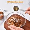 18/8 Stainless Steel Measuring Spoons Set for Dry and Liquid Ingredients (Set of 7), and 4.73in Medium Fine Mesh Strainer with Sturdy Riveted Silicone Handle and Strong Frame (Black) view 4
