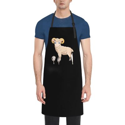 KOSPOGO Cute Goat Aprons With Pockets Men Women Waterproof Adjustable Bib Apron Kitchen Gardening Salon Aprons For Cooking