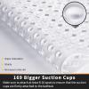 Yimobra Square Shower Mat Non Slip, Super Strong Suction Cups, 21"x21" Bath Tub Mat with Drain Holes, Machine Washable Fast Draining Bath Mats, Bathroom Essentials,White view 2