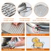 DJAPWPX Deep Fryer Pot with Strainer Basket and Thermometer Stainless Steel Deep Frying Pot with Handle 3 Sizes Oil Mini Fryer Deep Frying Oil Container for Frying Fish Shrimp Chicken (24cm), Silver view 2