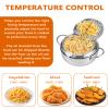 DJAPWPX Deep Fryer Pot with Strainer Basket and Thermometer Stainless Steel Deep Frying Pot with Handle 3 Sizes Oil Mini Fryer Deep Frying Oil Container for Frying Fish Shrimp Chicken (24cm), Silver view 4