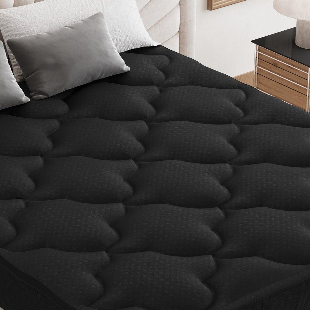 Belffin Pillow Top Mattress Topper King Size, Mattress Pad Cover with 8-21 Inch Deep Pocket, Bed Mattress Protector for Back Pain Relief Soft Breathable Overfilled Down Alternative Filling, Black