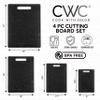 COOK WITH COLOR Non-Slip Cutting Board Set  Kitchen Essentials with Easy Grip Handle for Meat, Veggies, and Fruits, 4 Cutting Boards, Black view 2