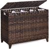 Laundry Hamper with 4 Removable Liner Bags; 176L Handwoven Rattan Laundry Basket with Lid & Heightened Feet; Clothes Hamper with Side Handles (Brown) view 1