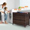 Laundry Hamper with 4 Removable Liner Bags; 176L Handwoven Rattan Laundry Basket with Lid & Heightened Feet; Clothes Hamper with Side Handles (Brown) view 2