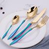 48-piece gloden silverware set, premiun 18/8 stainless steel flatware sets for 12, blue handle flatware cutlery set for home kiechen restaurant hotel wedding dishwasher safe view 1