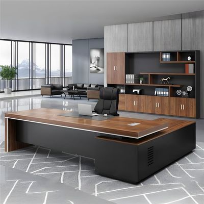 NIUYAO L-Shape Desk Executive Computer Desk with 2 Drawers Brown/Grey Modern Writing Table Storage Shelves Work Desk PC Table Home Office Study Desk Without Chair -79" L x 63" W x 29.5" H (Left)