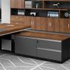 NIUYAO L-Shape Desk Executive Computer Desk with 2 Drawers Brown/Grey Modern Writing Table Storage Shelves Work Desk PC Table Home Office Study Desk Without Chair -79" L x 63" W x 29.5" H (Left) view 3