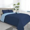 Easy-Going Twin Size Reversible Quilt Set with 1 Quilt and 1 Pillow Sham, Soft Bed Quilt Cover, Water Resistant Lightweight Microfiber Bedspread, Stain Resistant, Olive Leaf-Dark Blue/Light Blue view 1
