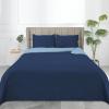 Easy-Going Twin Size Reversible Quilt Set with 1 Quilt and 1 Pillow Sham, Soft Bed Quilt Cover, Water Resistant Lightweight Microfiber Bedspread, Stain Resistant, Olive Leaf-Dark Blue/Light Blue view 2