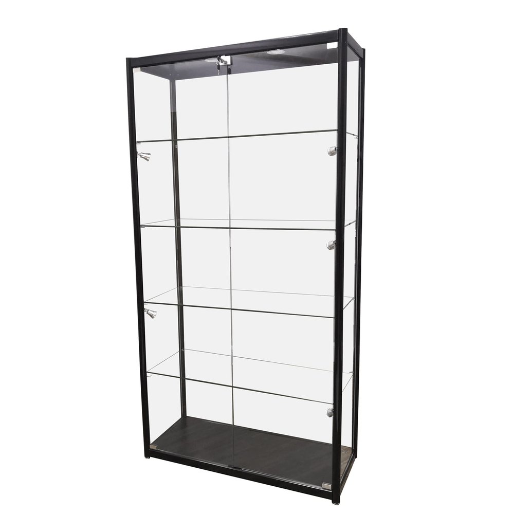 FixtureDisplays 40X16.5X78" Glass Showcase Display Case with LED Lights 5-Tier Shelf Floor Stand 119956NEW-NPF