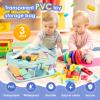 YLMFTNU 3 Pcs Clear Toy Storage Bags, Transparent PVC Toy Organizing Bags with Zipper and Handle, Reusable Board Game Storage, Waterproof Toy Storage Organizer for Building Blocks Toys Books (Green) view 2